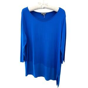 VINCE CAMUTO | Cobalt Blue Tunic Top Asymmetrical Hem 3/4 Sleeve | Large